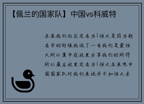 【佩兰的国家队】中国vs科威特